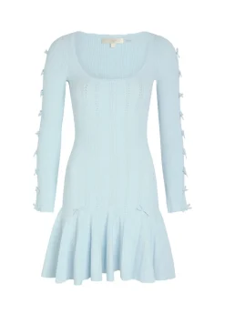 Seychelle bow-appliquéd pointelle-knit mini dress