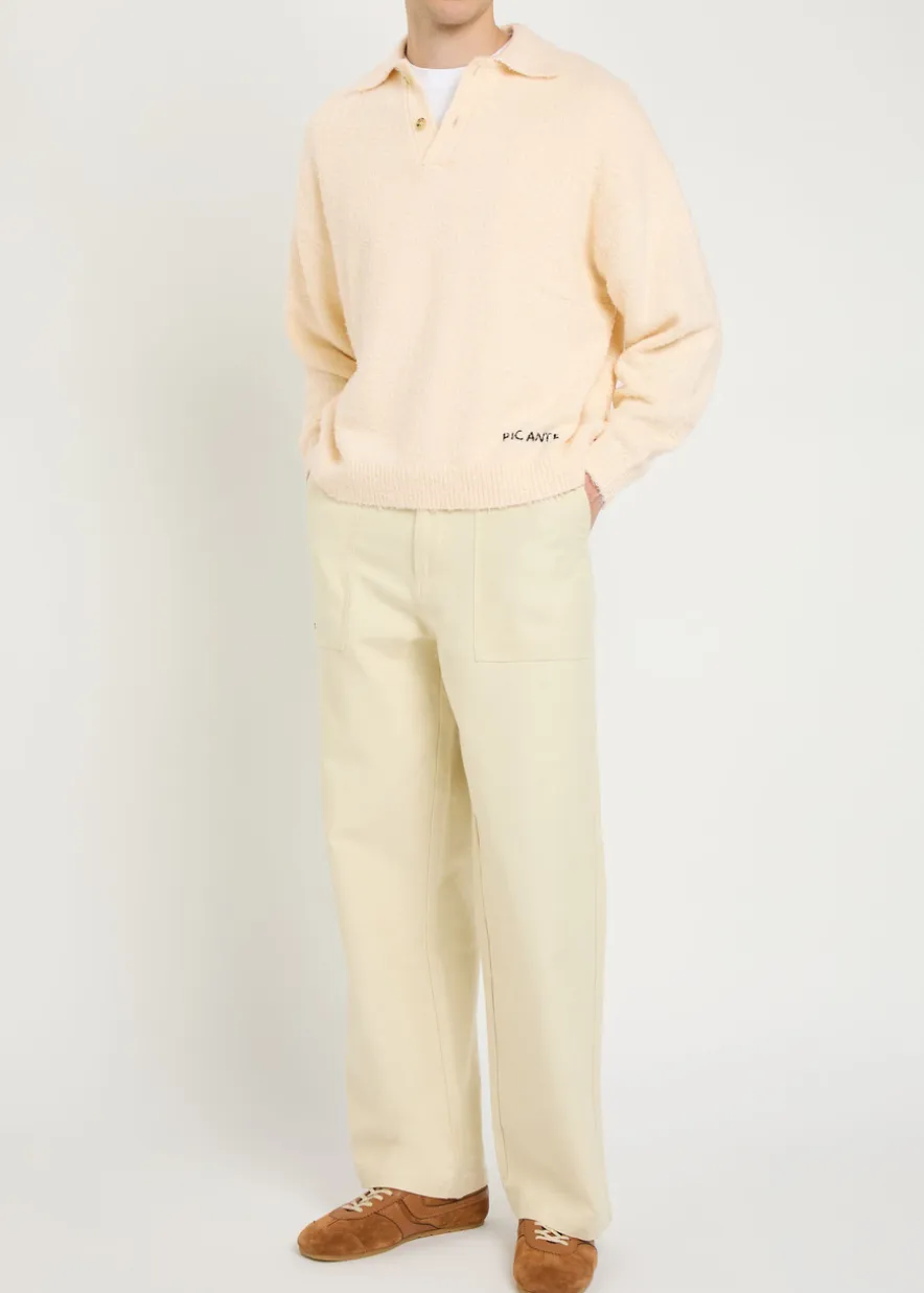 Shaggy logo-embroidered cotton-blend polo jumper