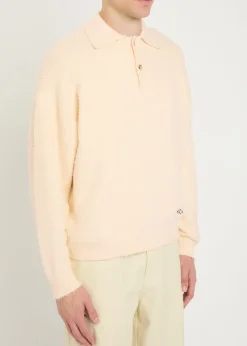 Shaggy logo-embroidered cotton-blend polo jumper