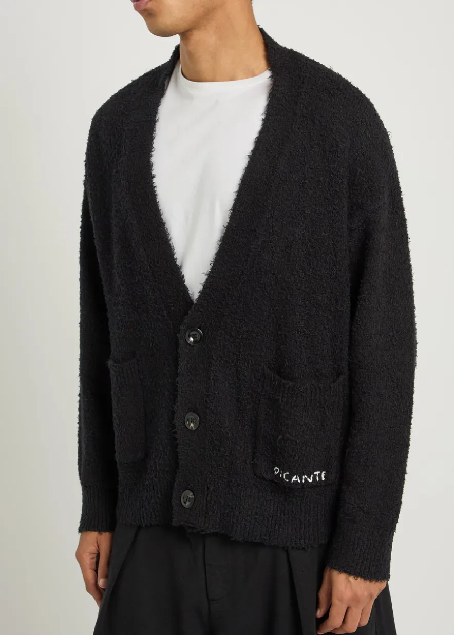 Shaggy textured cotton-blend cardigan