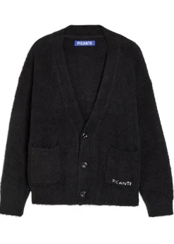 Shaggy textured cotton-blend cardigan