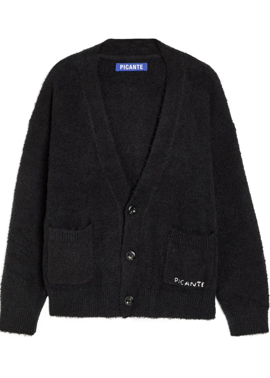 Shaggy textured cotton-blend cardigan