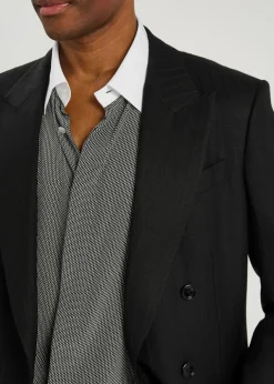 Sharkskin printed silk shirt