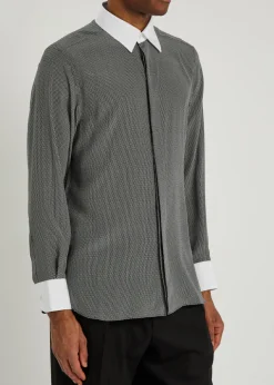 Sharkskin printed silk shirt