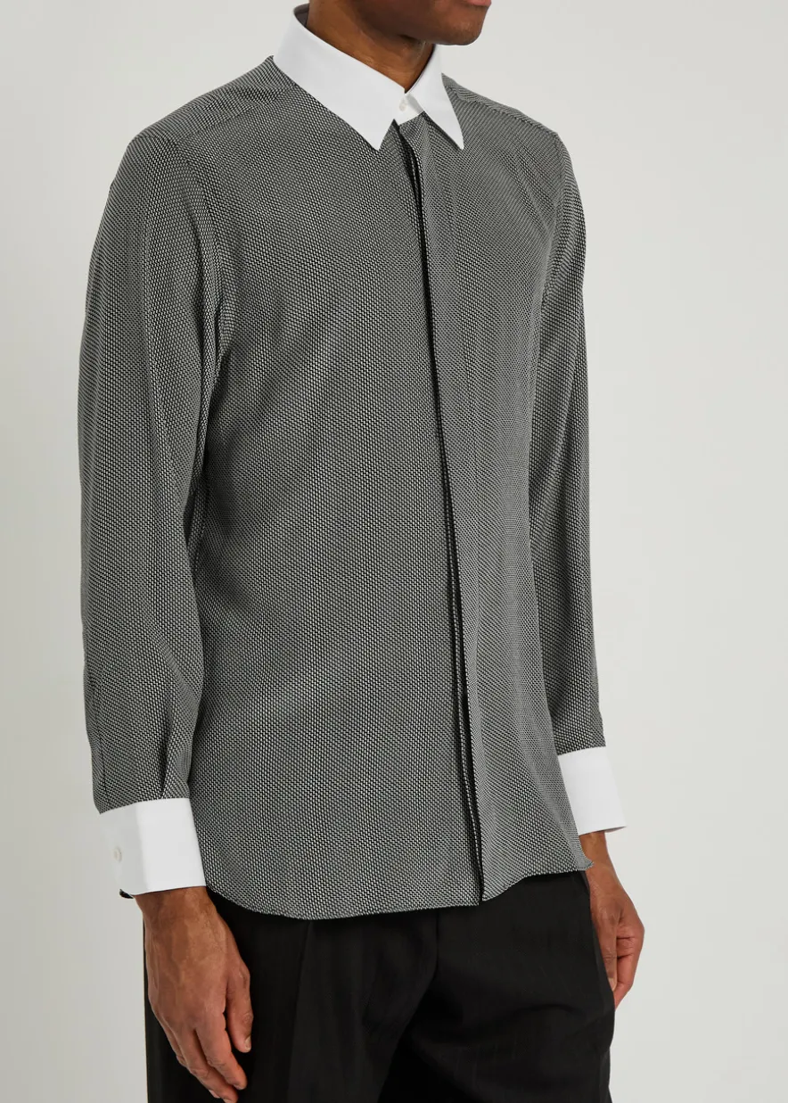 Sharkskin printed silk shirt