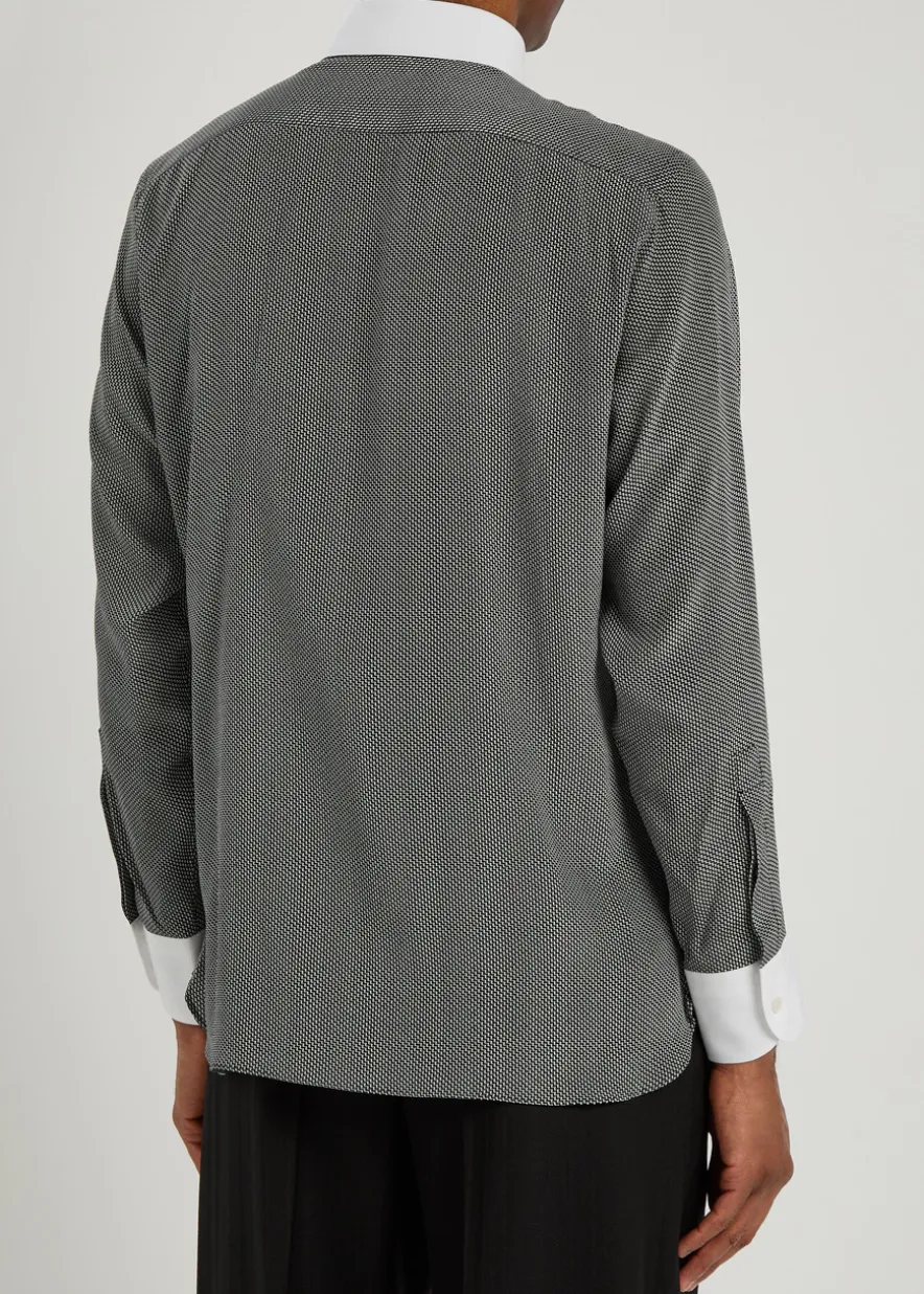 Sharkskin printed silk shirt