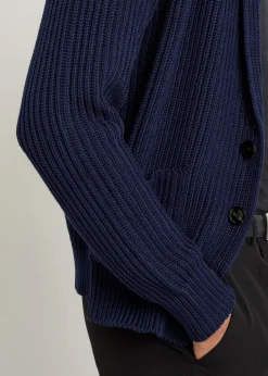 Shawl-collar ribbed cotton and silk-blend cardigan