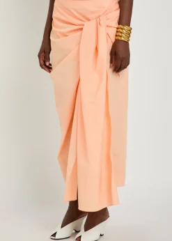 Shay asymmetric cotton-poplin midi wrap skirt
