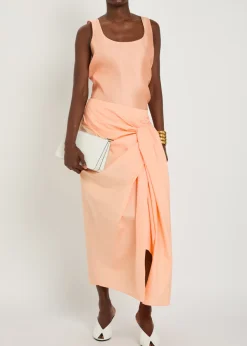 Shay asymmetric cotton-poplin midi wrap skirt