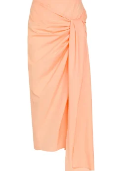 Shay asymmetric cotton-poplin midi wrap skirt