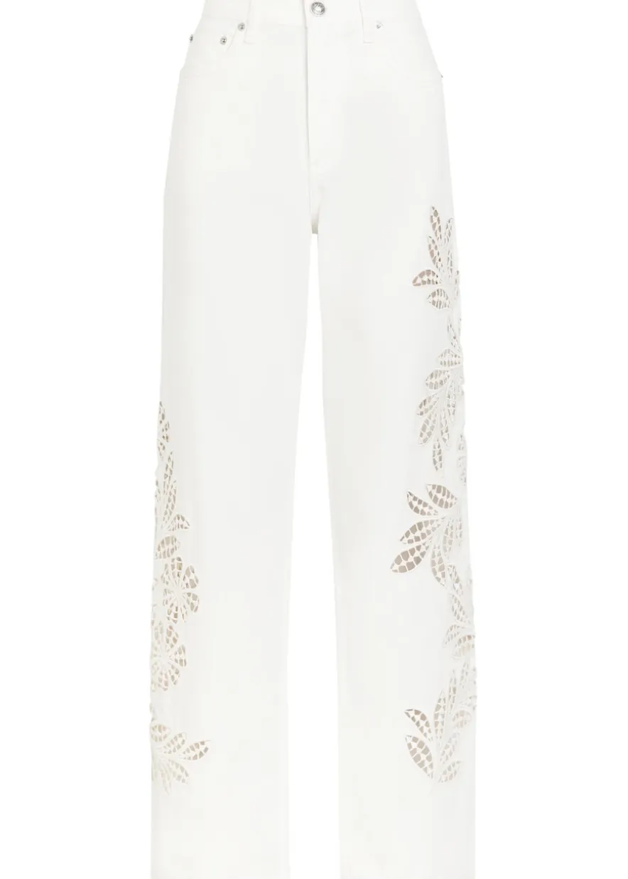 Shea embroidered straight-leg jeans