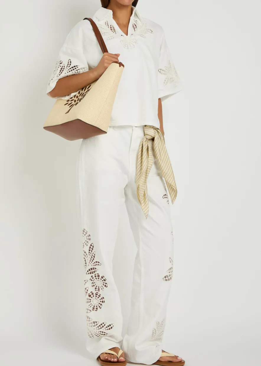 Shea embroidered straight-leg jeans
