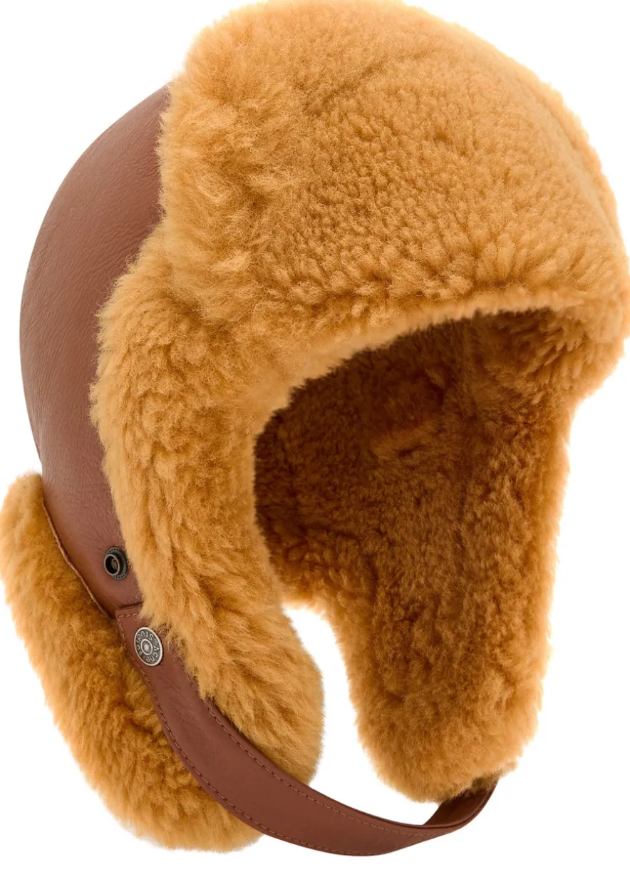 Shearling leather hat