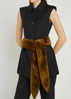Shearling sash belt