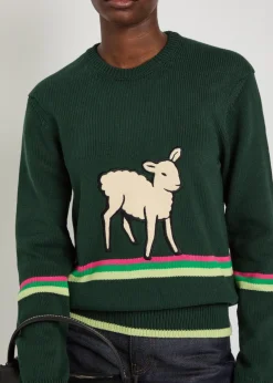 Sheep striped cotton-knit jumper