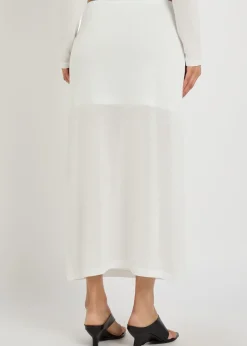 Sheer fine-knit midi skirt