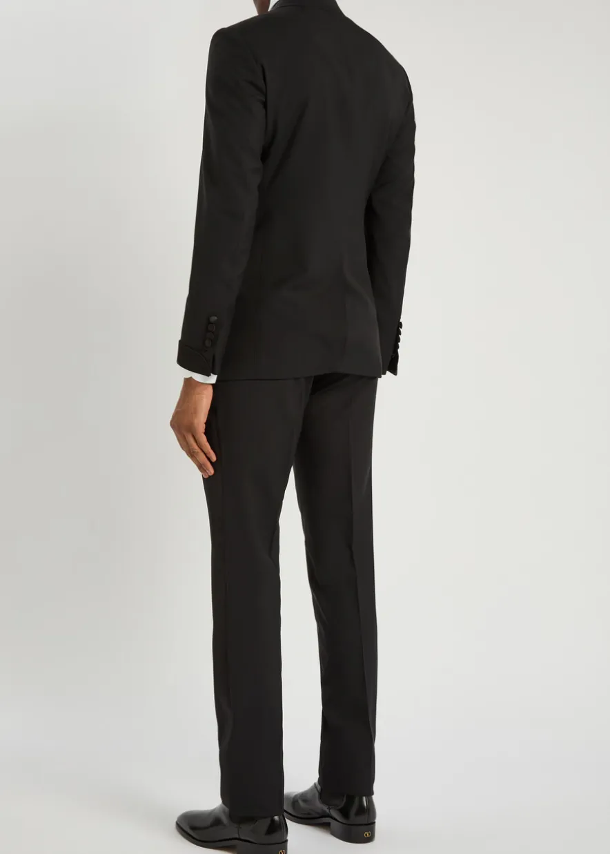 Shelton satin-trimmed wool evening suit