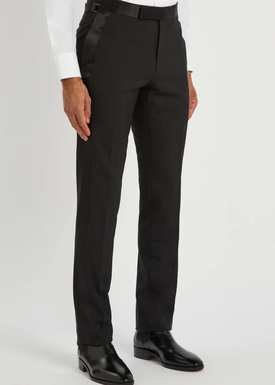 Shelton satin-trimmed wool evening suit