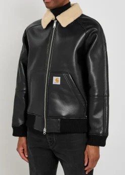 Shepton faux leather and shearling jacket