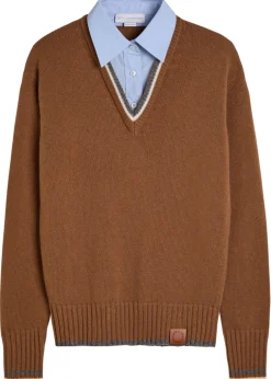 Shirt-effect wool jumper