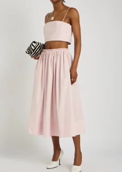 Shiva cotton-poplin midi skirt