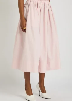 Shiva cotton-poplin midi skirt