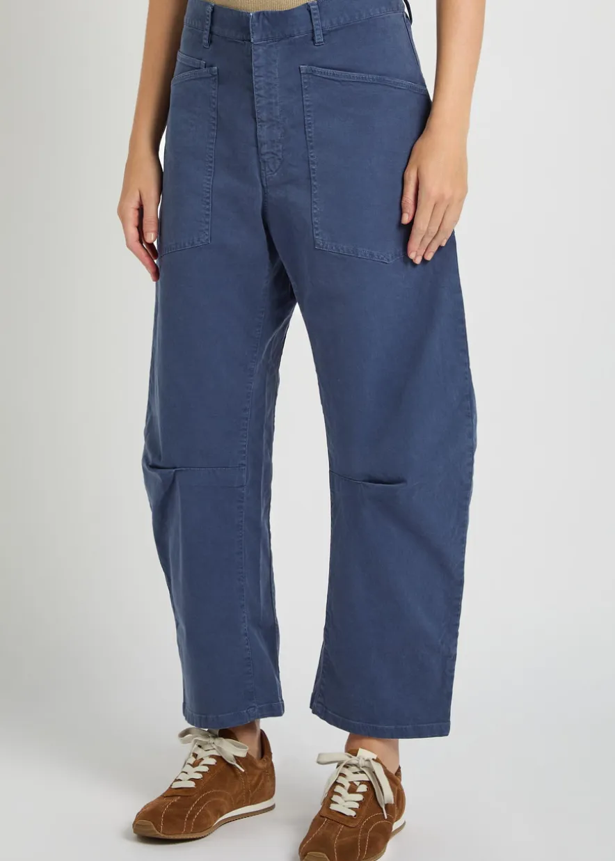 Shon barrel-leg stretch-cotton trousers