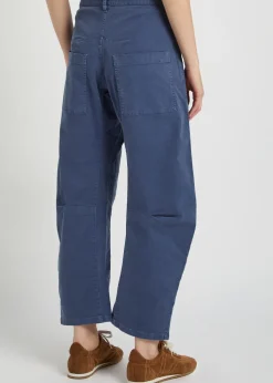 Shon barrel-leg stretch-cotton trousers