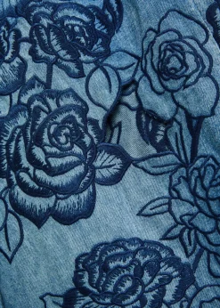 Sidney floral-embroidered wide-leg jeans