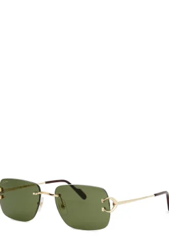 Signature C De Cartier rimless rectangle-frame sunglasses