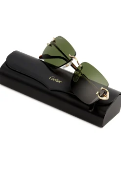Signature C De Cartier rimless rectangle-frame sunglasses