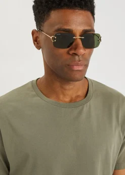 Signature C De Cartier rimless rectangle-frame sunglasses