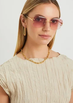 Signature C De Cartier rimless square-frame sunglasses