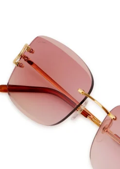 Signature C De Cartier rimless square-frame sunglasses