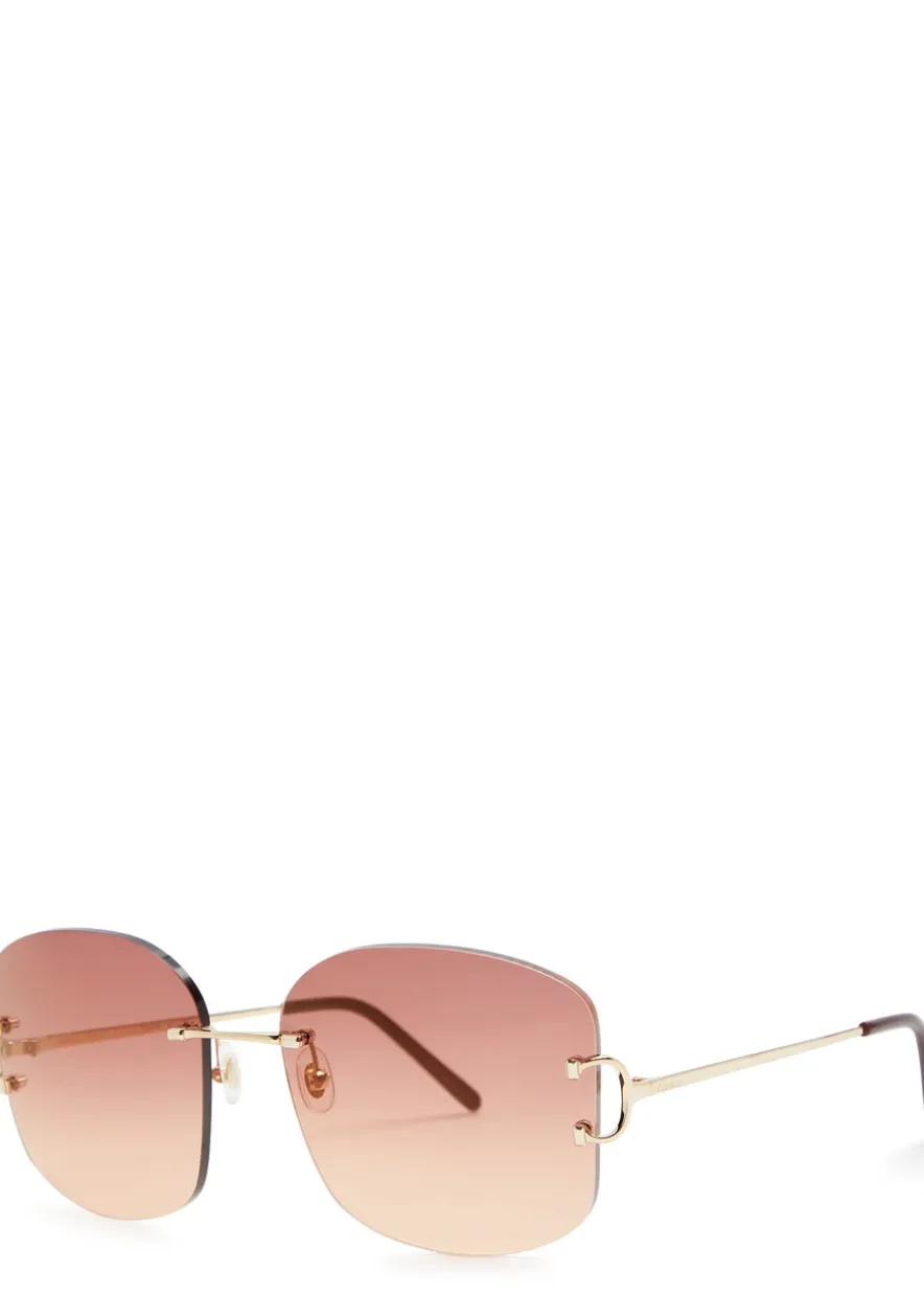 Signature C De Cartier rimless oversized sunglasses