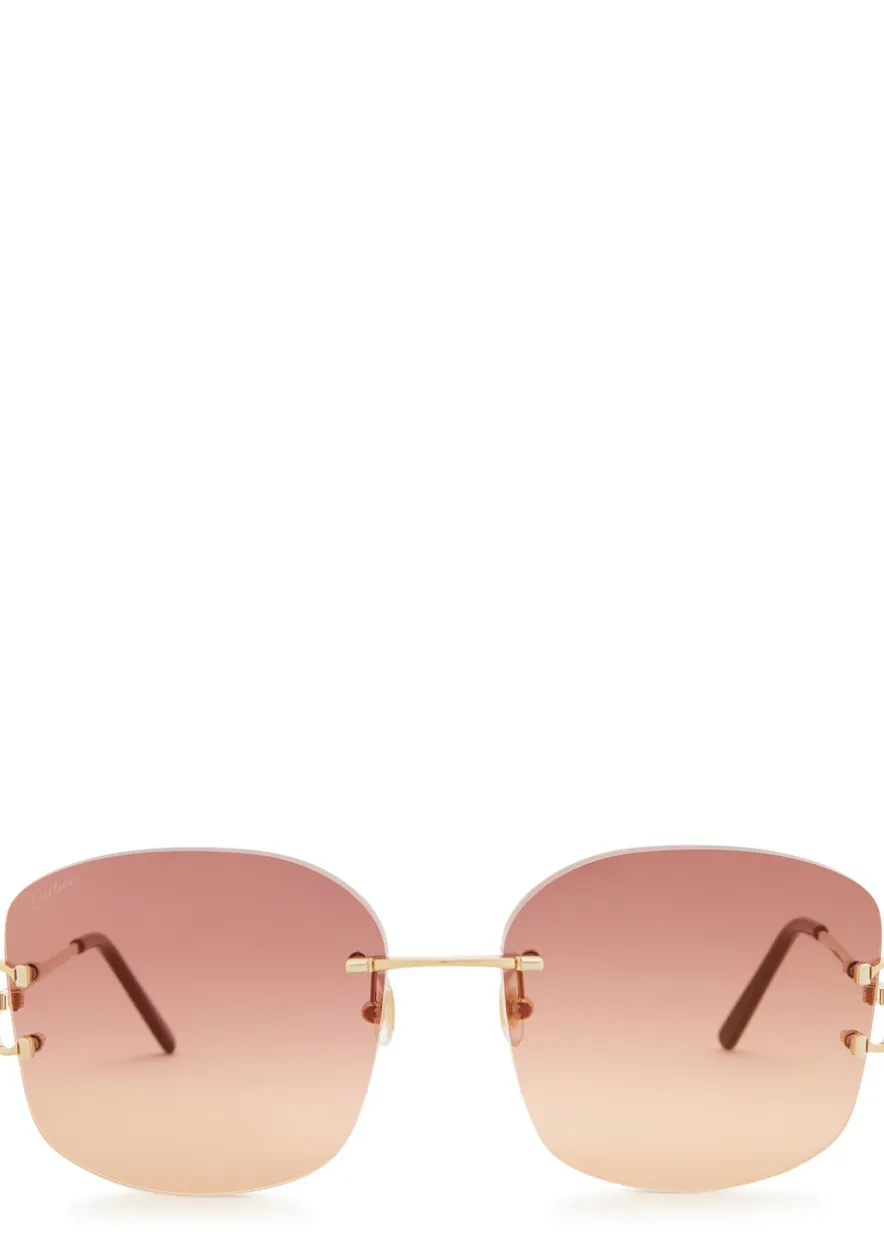 Signature C De Cartier rimless oversized sunglasses