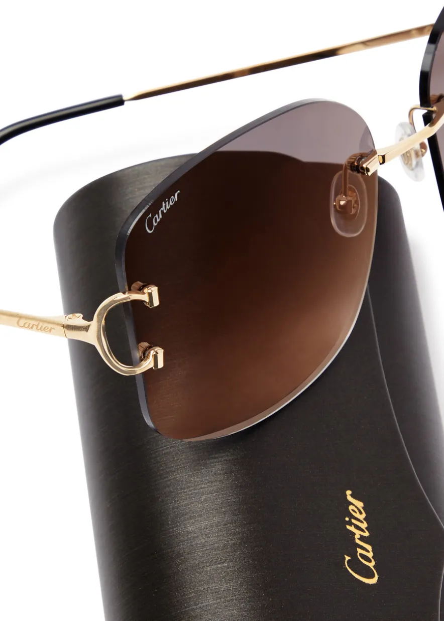 Signature C De Cartier rimless oversized sunglasses
