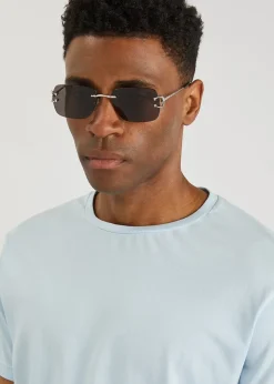 Signature C De Cartier rimless rectangle-frame sunglasses