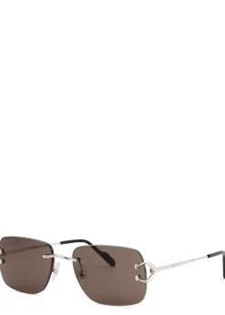 Signature C De Cartier rimless rectangle-frame sunglasses