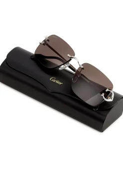 Signature C De Cartier rimless rectangle-frame sunglasses