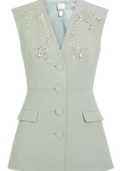 Sigrid crystal-embellished woven vest