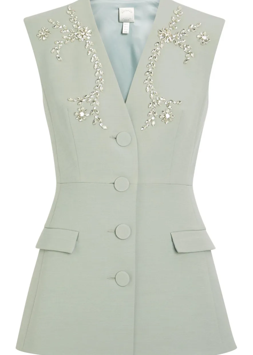 Sigrid crystal-embellished woven vest