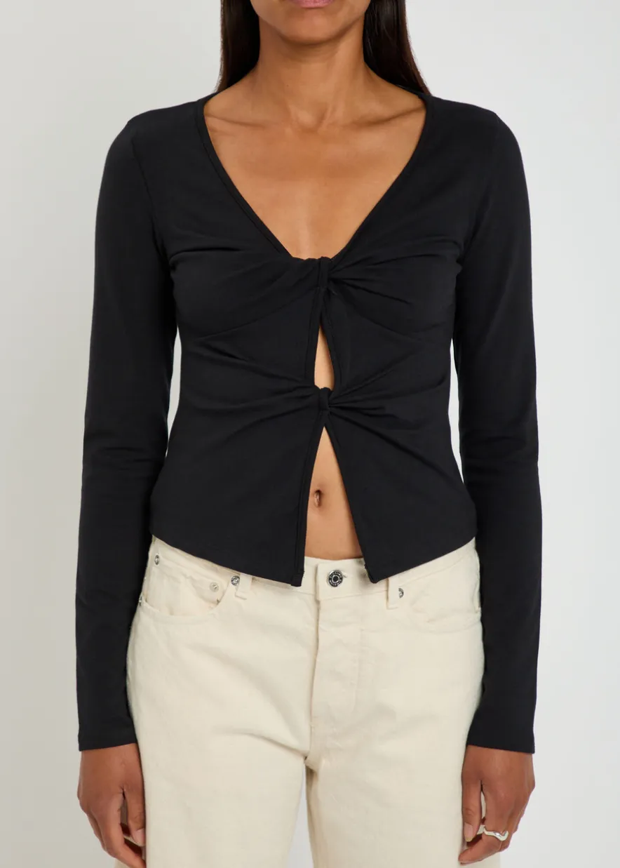 Silas knotted stretch-cotton top