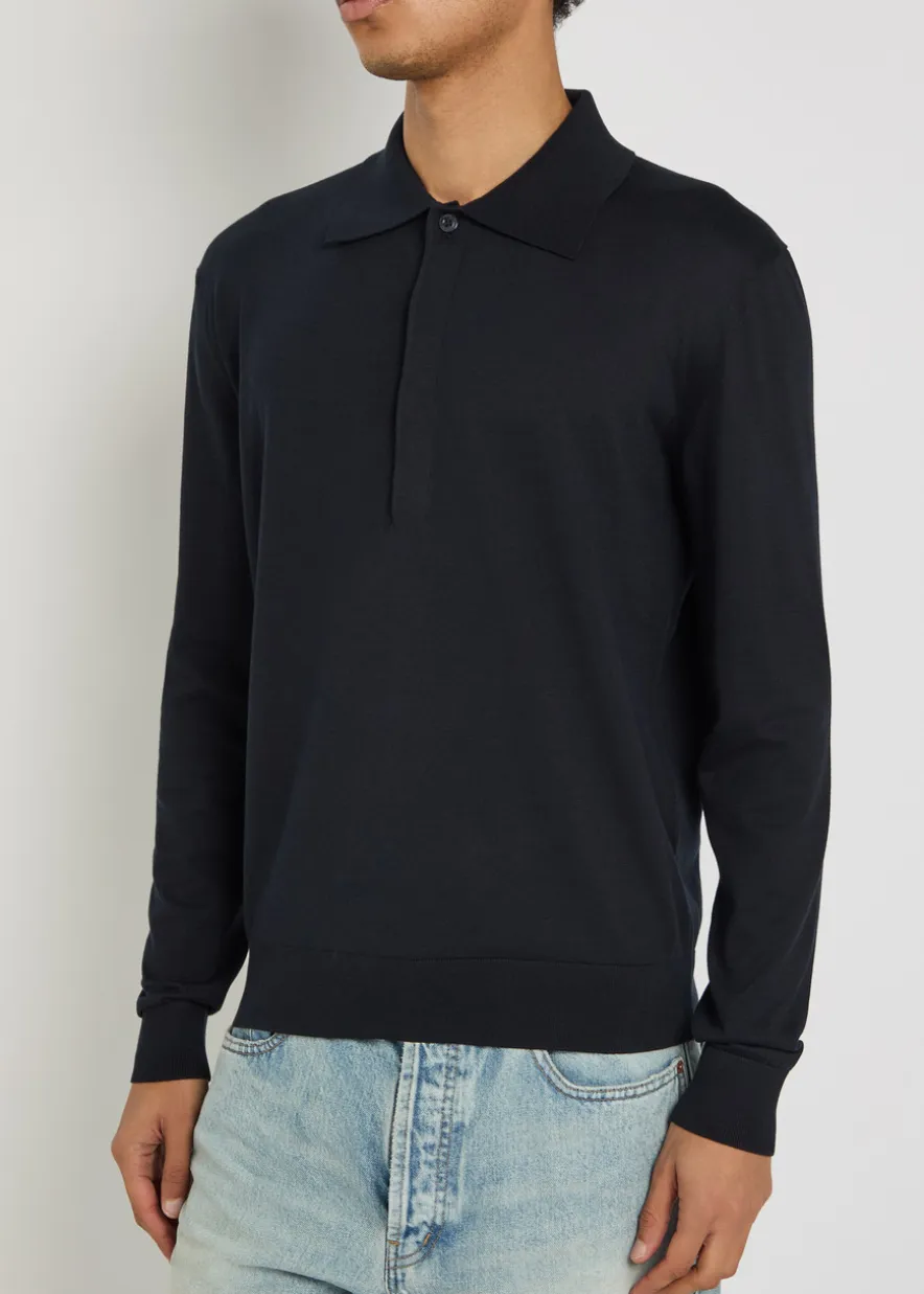 Silk and cotton-blend polo shirt