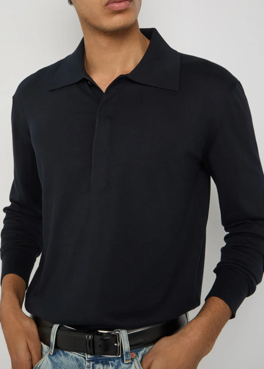 Silk and cotton-blend polo shirt