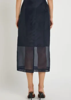 Silk-organza midi skirt