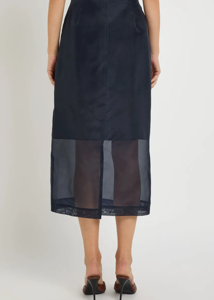 Silk-organza midi skirt