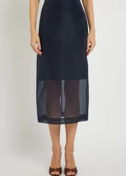 Silk-organza midi skirt
