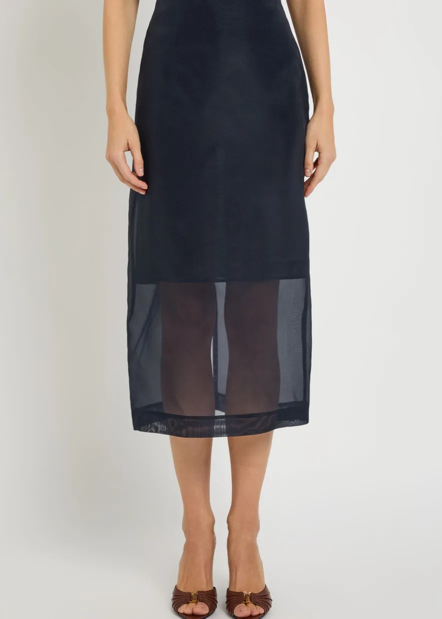 Silk-organza midi skirt