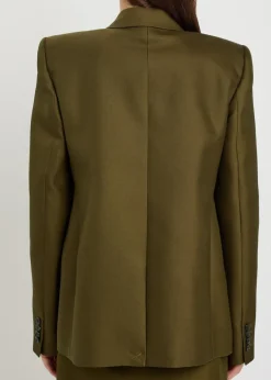Silvannah double-breasted wool and silk-blend blazer